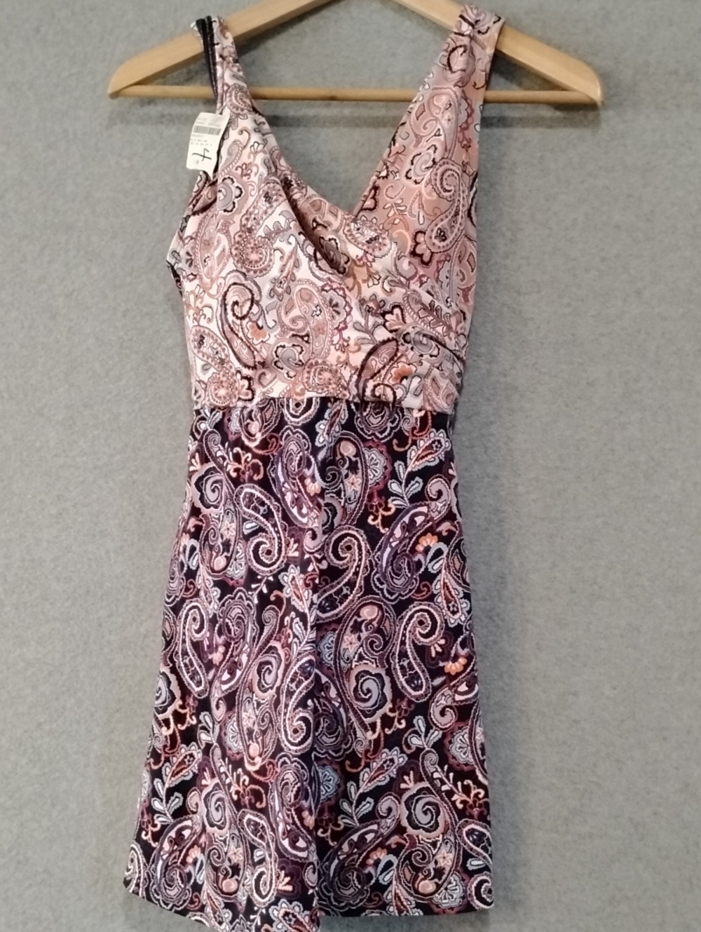 Lands' End Pink and Purple Paisley One-Piece Swimdress